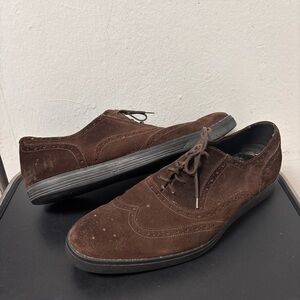 PAUL SMITH Size 7 UK 8 US Oxford Dress Shoes ITALY Dark Brown Suede Wingtip